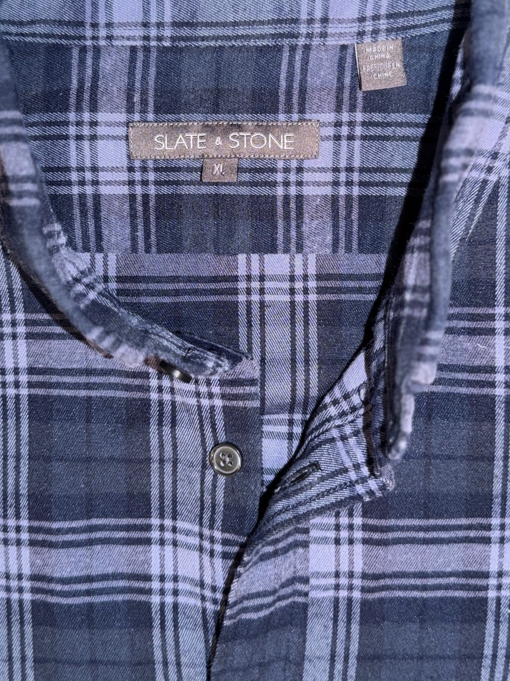 Slate & Stone Plaid Shirt Men’s XL Navy Slim Fit Flannel Button Down - Picture 2 of 11